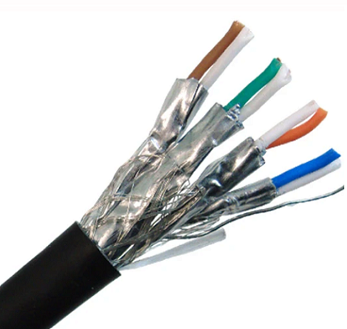 Kabëll Ethernet Bulk CAT7A, Bakër i ngurtë i Mbrojtur S / FTP i dyfishtë i brendshëm / i jashtëm 10G, 23 AWG 1000ft